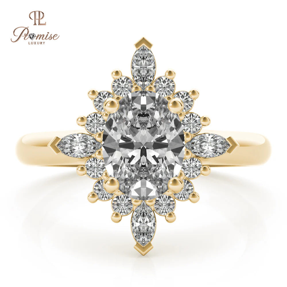 Vintage Inspired Oval Engagement Ring – Wedding Bridal Ring