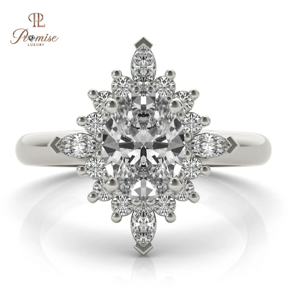 Vintage Inspired Oval Engagement Ring – Wedding Bridal Ring