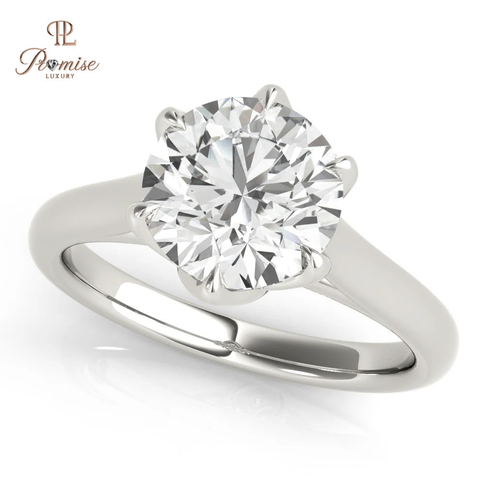 Luxury Peony Style Ring – Round Cut 6 Prong Solitaire for Brides