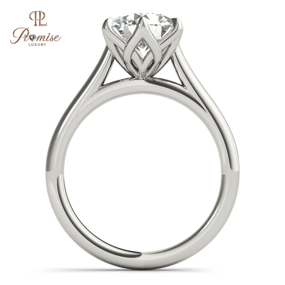 Luxury Peony Style Ring – Round Cut 6 Prong Solitaire for Brides