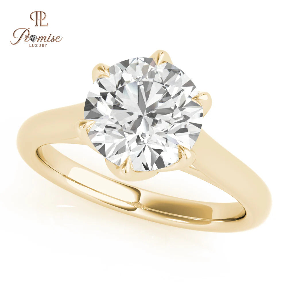 Luxury Peony Style Ring – Round Cut 6 Prong Solitaire for Brides