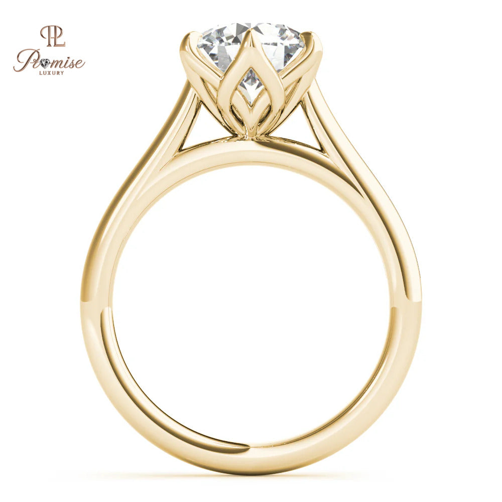 Luxury Peony Style Ring – Round Cut 6 Prong Solitaire for Brides