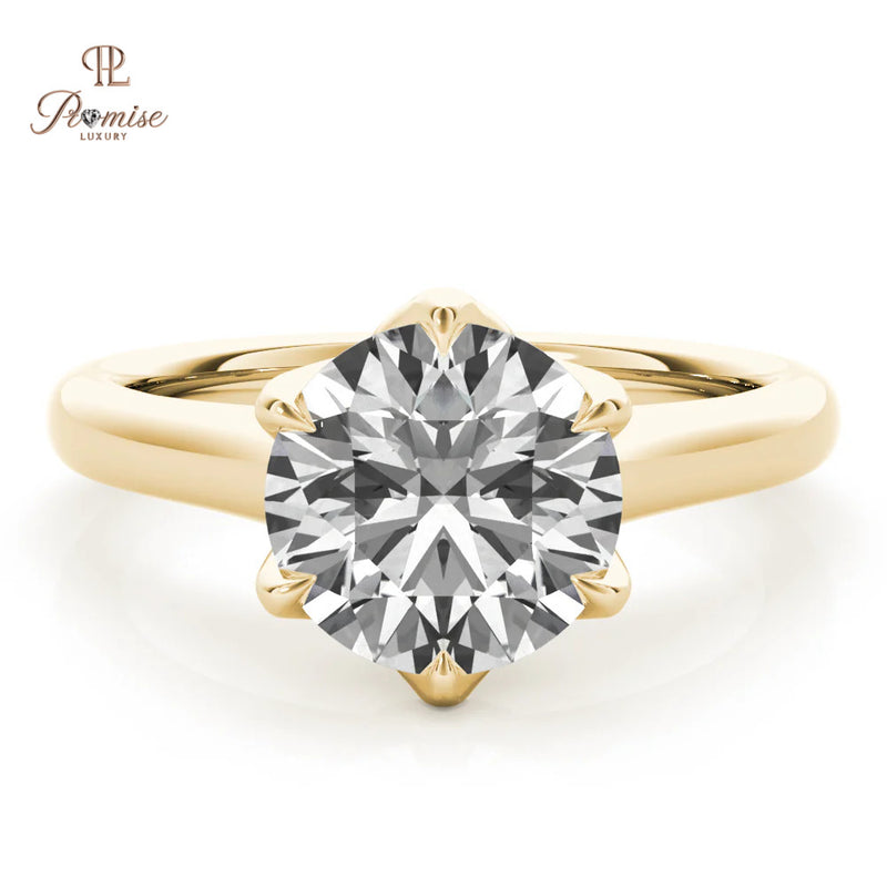 Luxury Peony Style Ring – Round Cut 6 Prong Solitaire for Brides