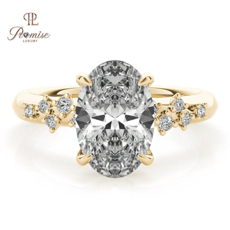 Oval Diamond Cluster Engagement Ring – Hidden Halo 14K Gold Bridal Ring