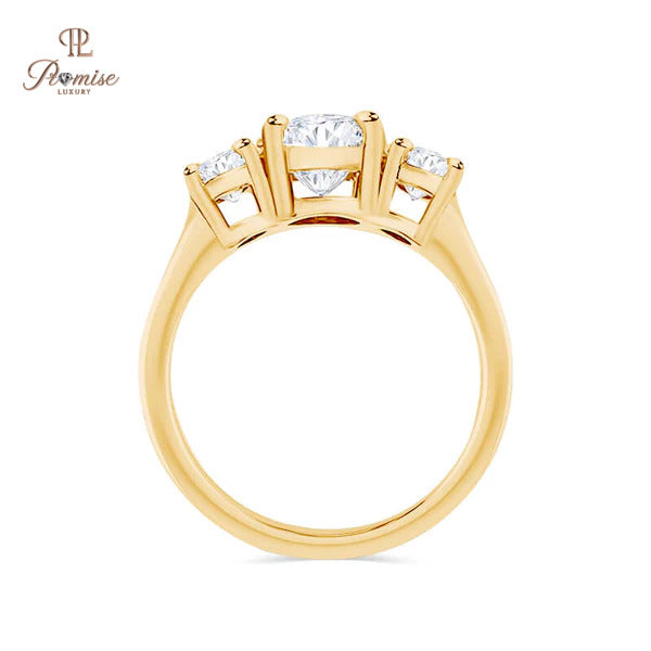 Stunning Oval Cut Three Stone Engagement Ring - Elegant Diamond Triology Ring For Women