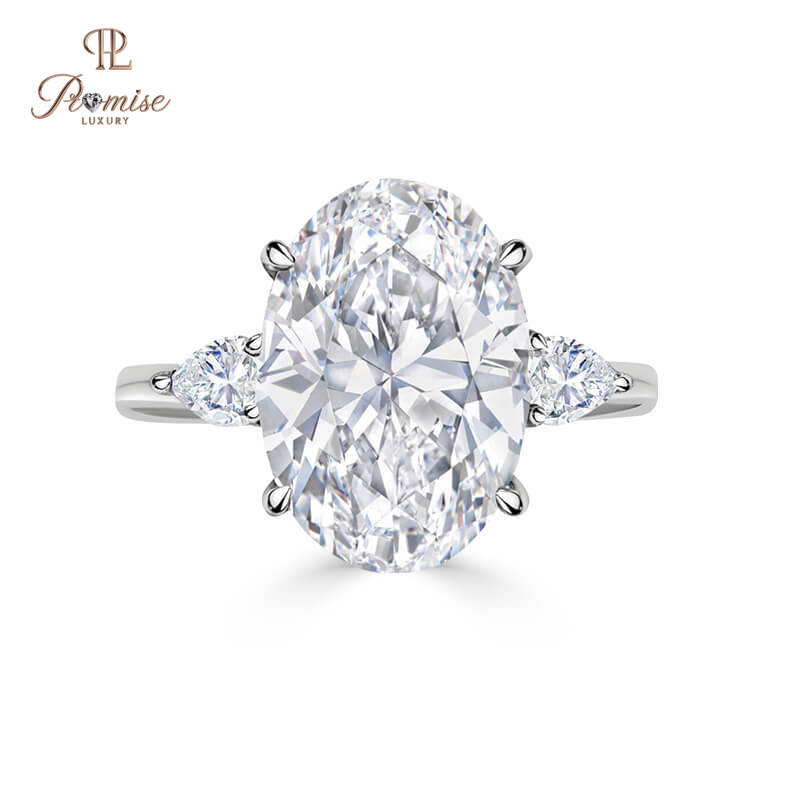 Classic Oval & Pear Three Stone Diamond Ring – Luxury Engagement Ring