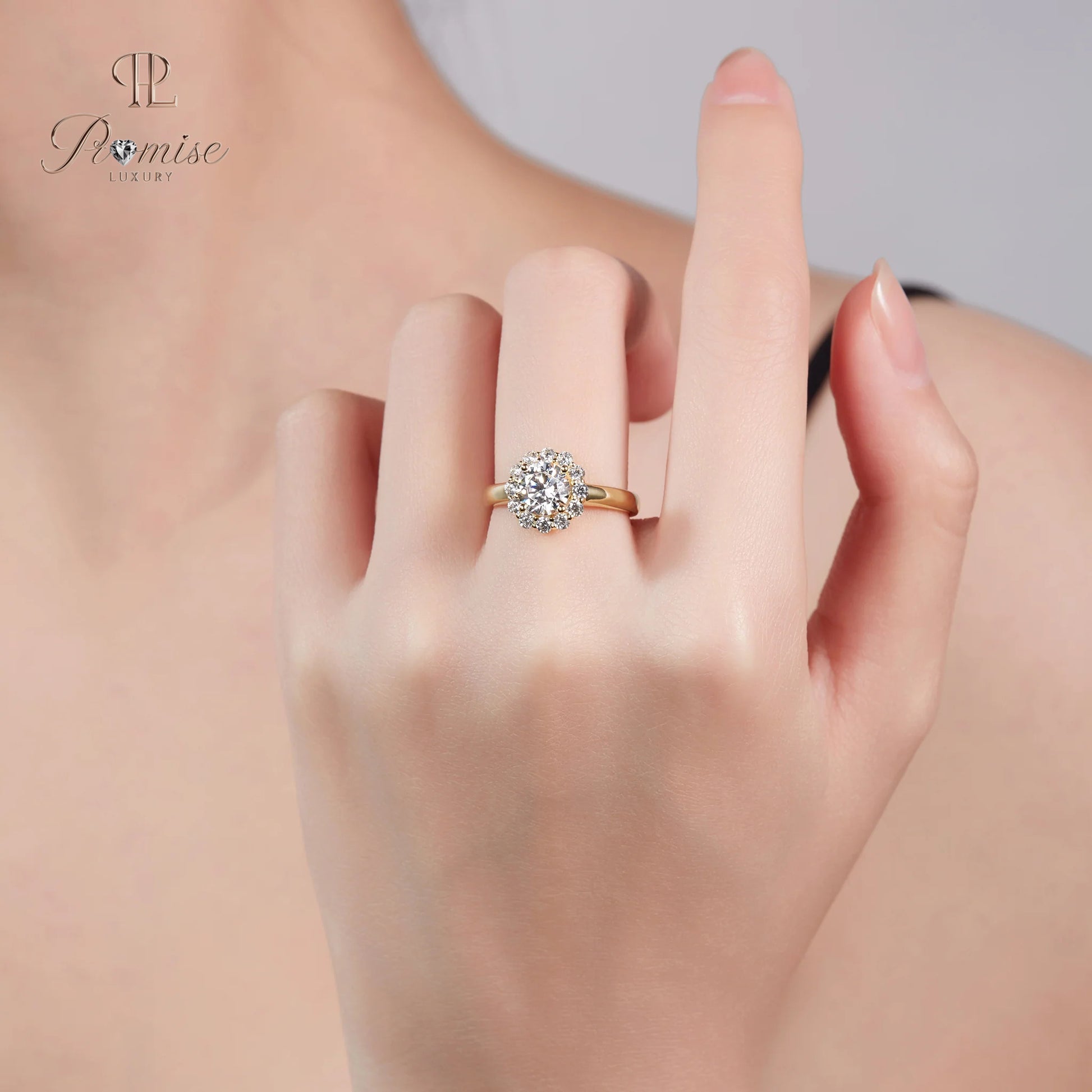 Round Cut Lab Diamond Halo Ring – Modern Bridal Design