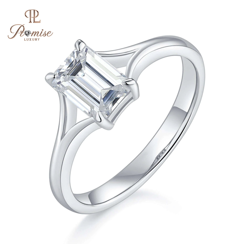 Elegant Emerald Diamond Solitaire Ring – Premium Bridal Jewelry