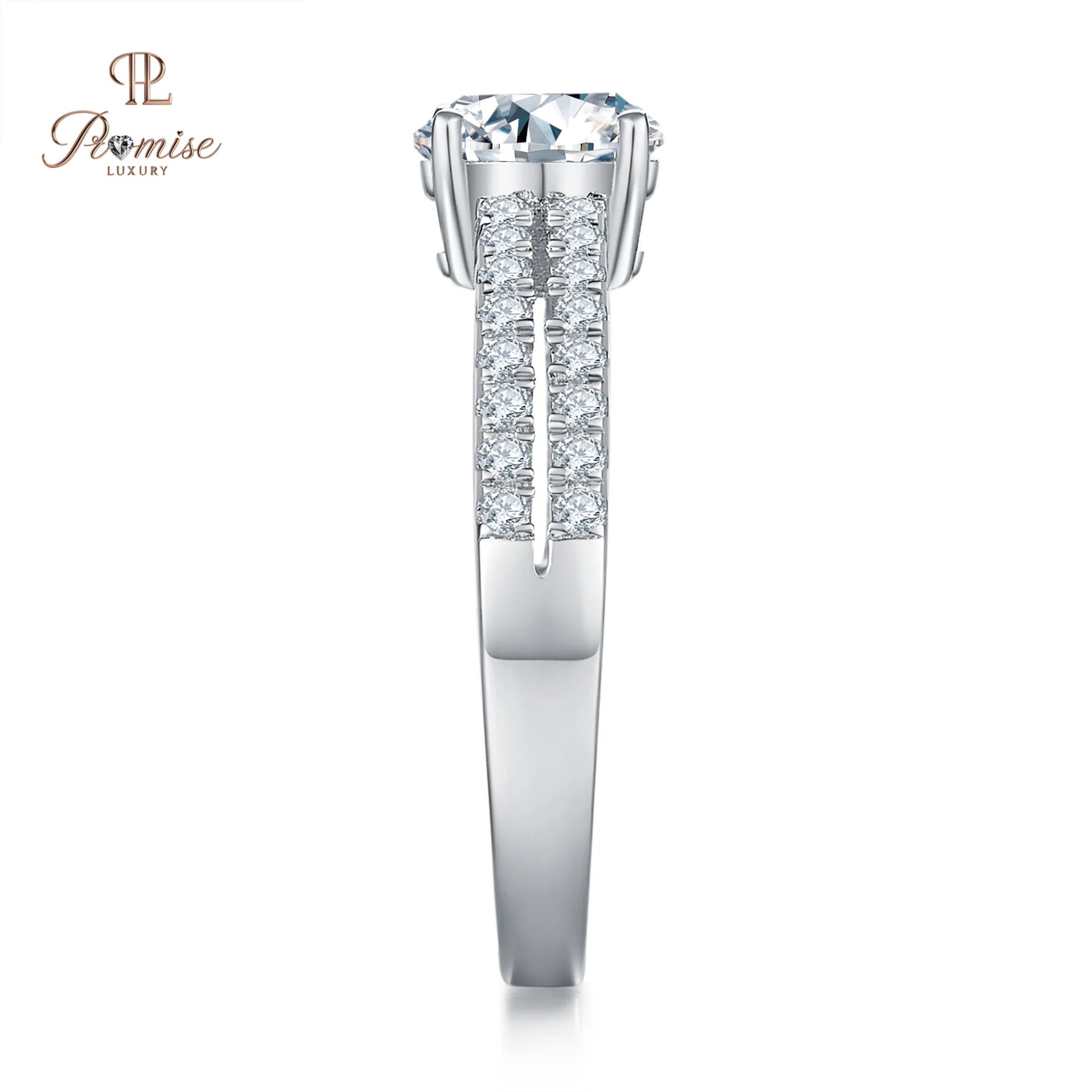 Elegant Double Pave Diamond Ring - Round Cut Luxury Bridal Ring
