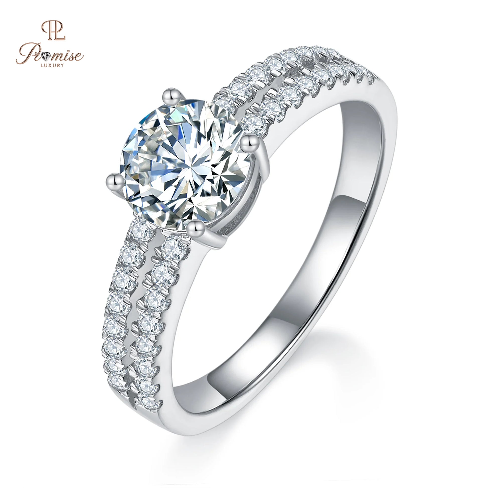 Elegant Double Pave Diamond Ring - Round Cut Luxury Bridal Ring