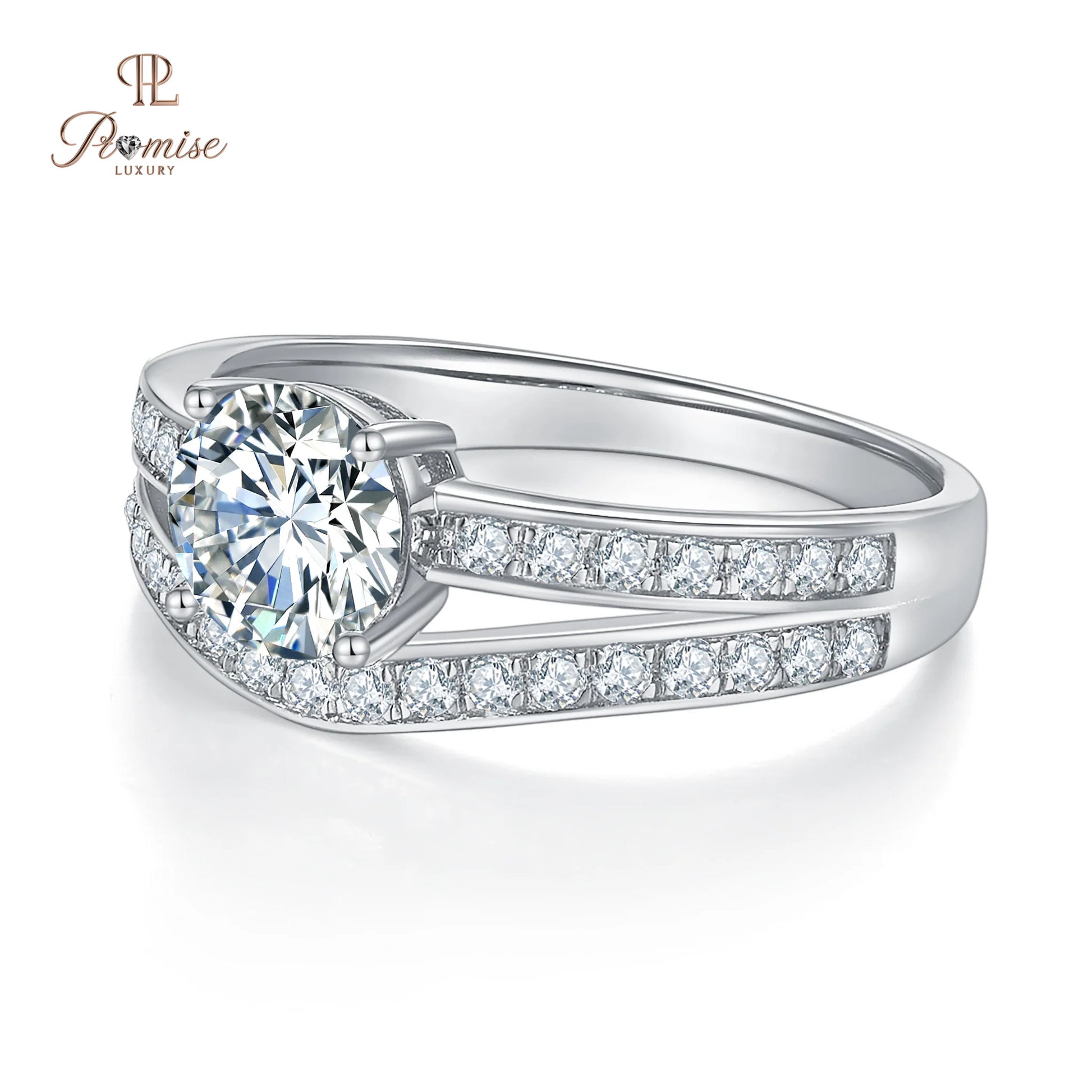 Double Band Curve Ring With Round Cut Stone - Trendy minimalist Jewelry For Women