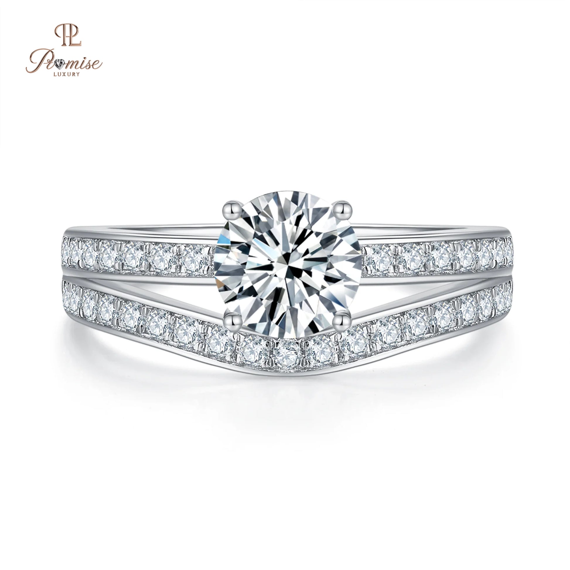 Double Band Curve Ring With Round Cut Stone - Trendy minimalist Jewelry For Women