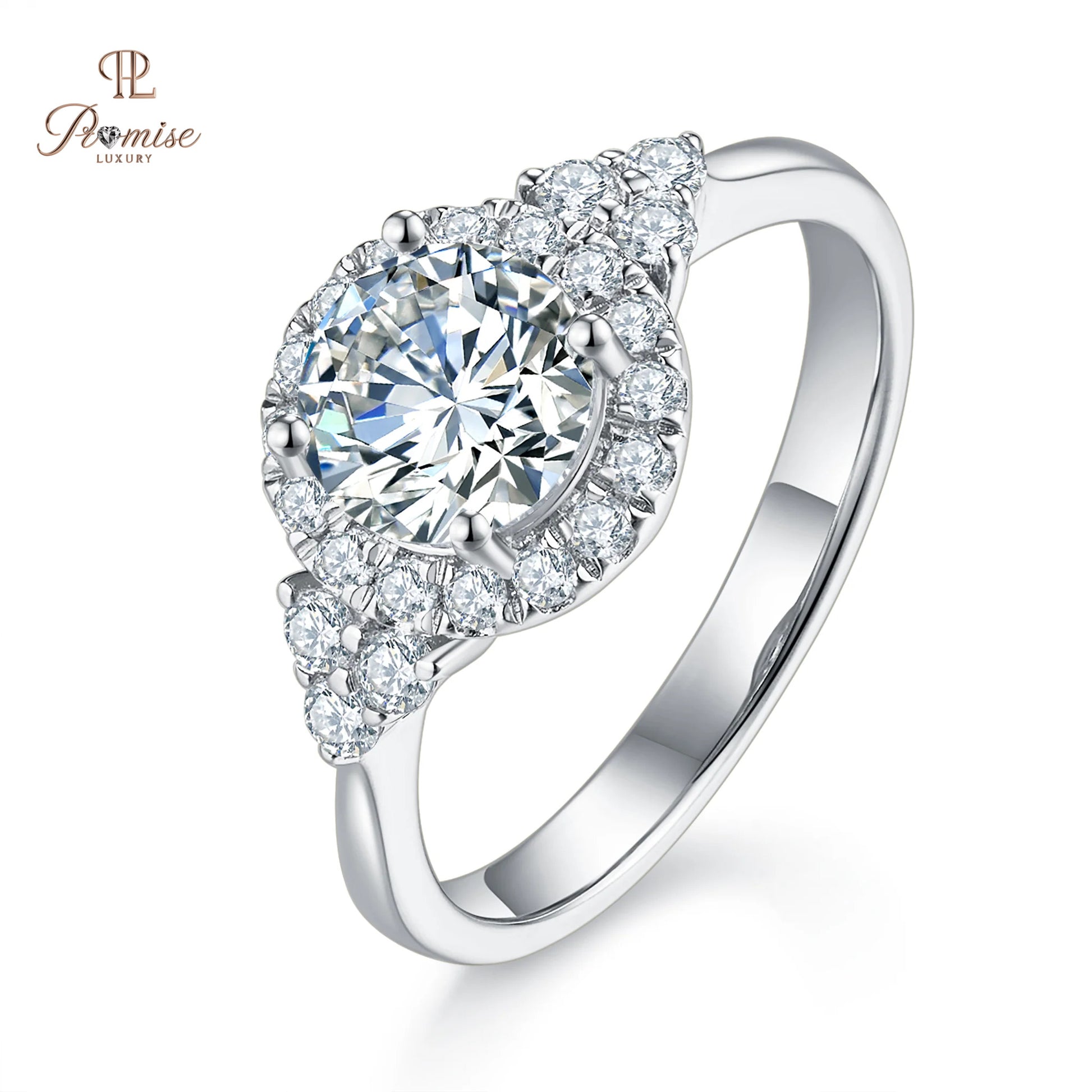 Vintage Style Round Halo Diamond Engagement Ring – Fancy Cut Design