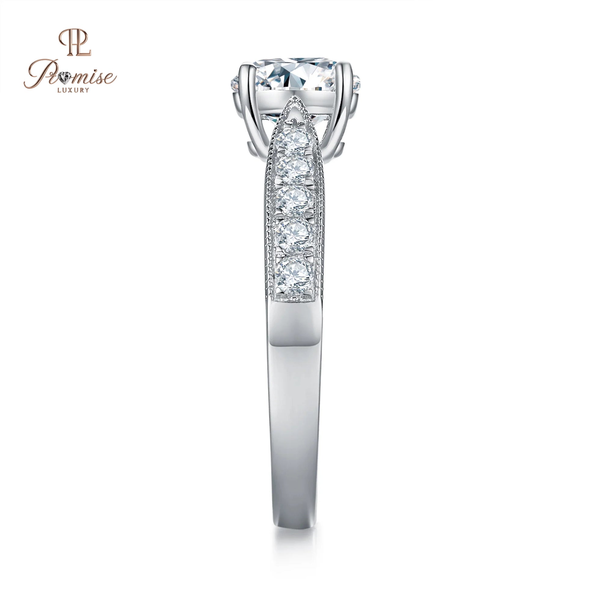 Celeste pave Diamond Ring Round Cut - Luxury Engagement Ring  For Women