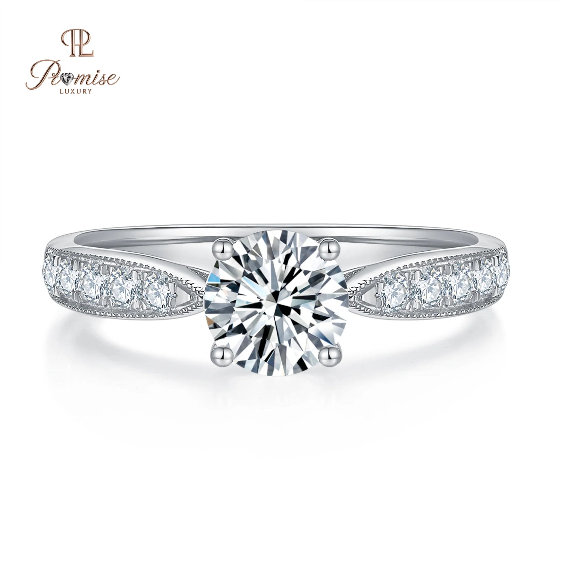 Celeste pave Diamond Ring Round Cut - Luxury Engagement Ring  For Women