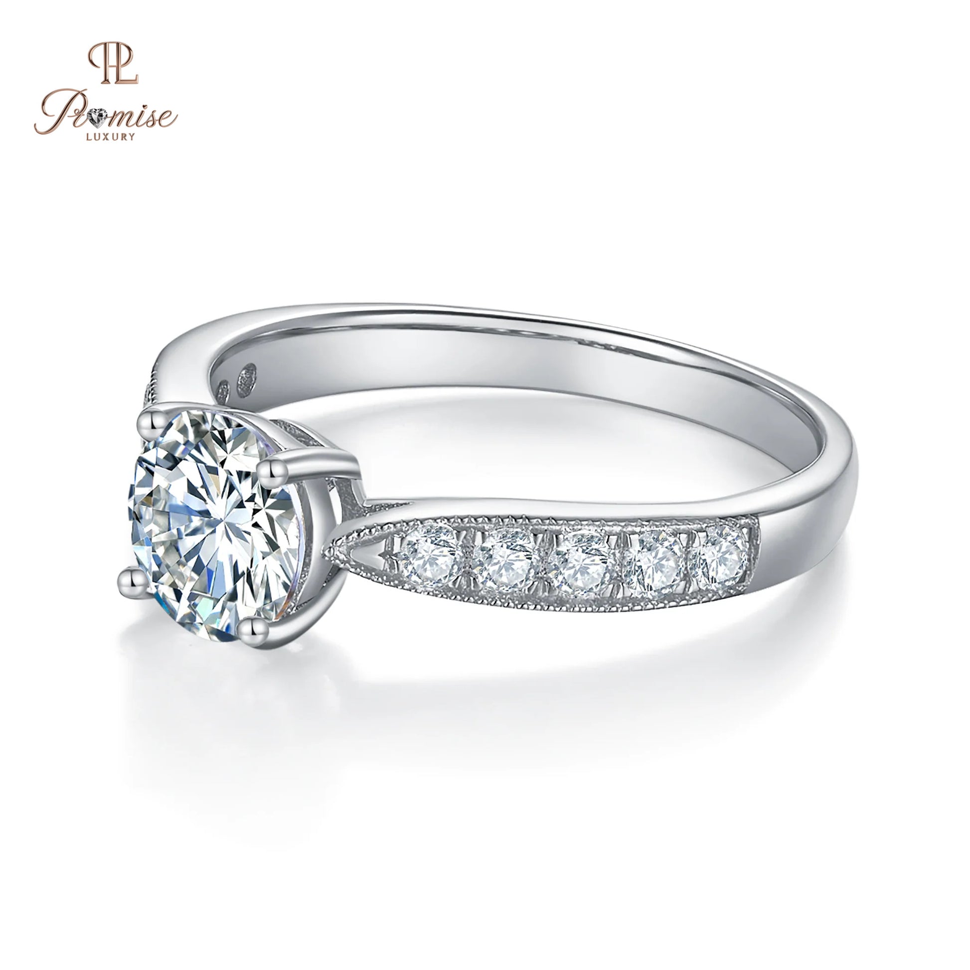 Celeste pave Diamond Ring Round Cut - Luxury Engagement Ring  For Women