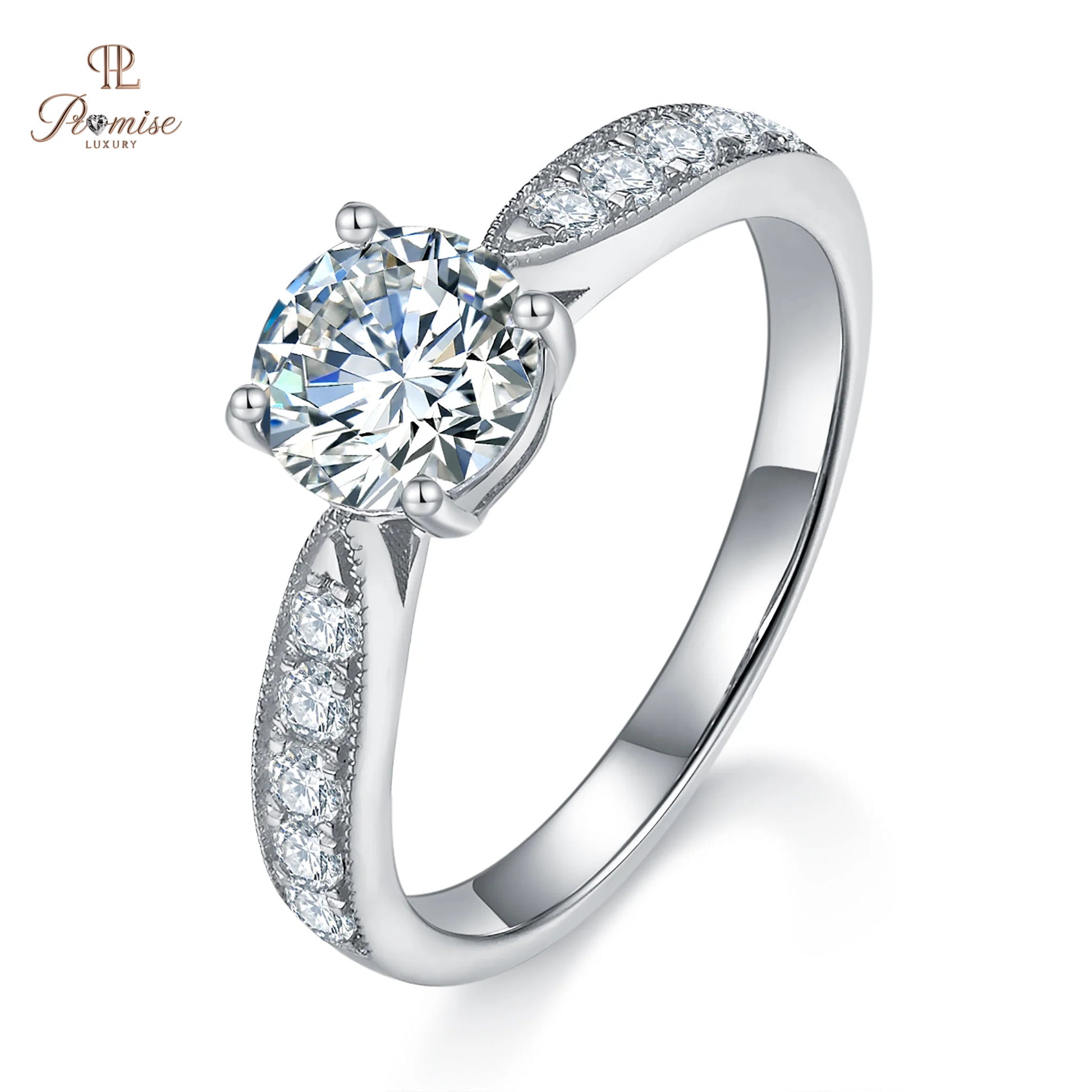 Celeste pave Diamond Ring Round Cut - Luxury Engagement Ring  For Women