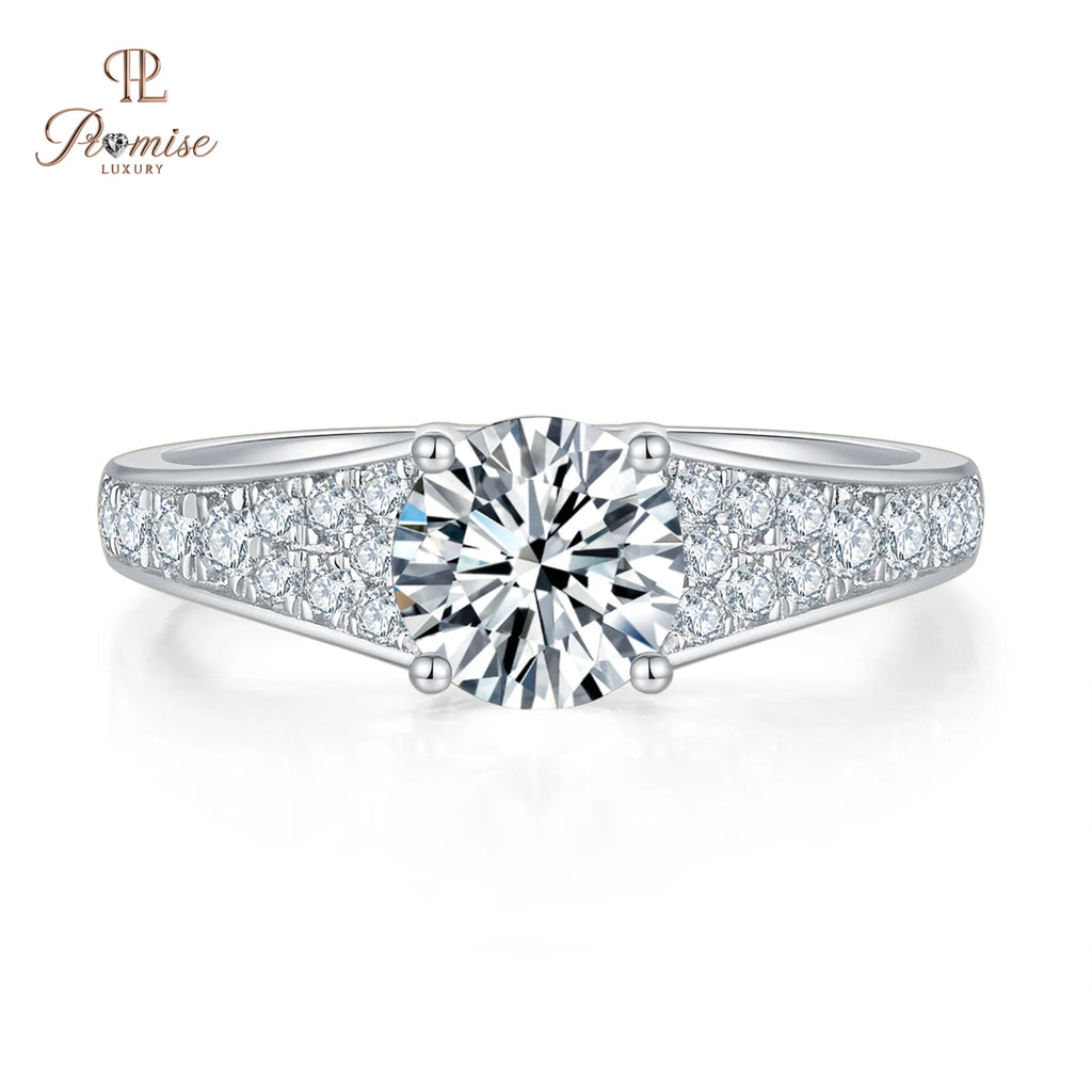 Antique style Round Cut Diamond Pave Engagement Ring - Timeless Bridal Jewelry