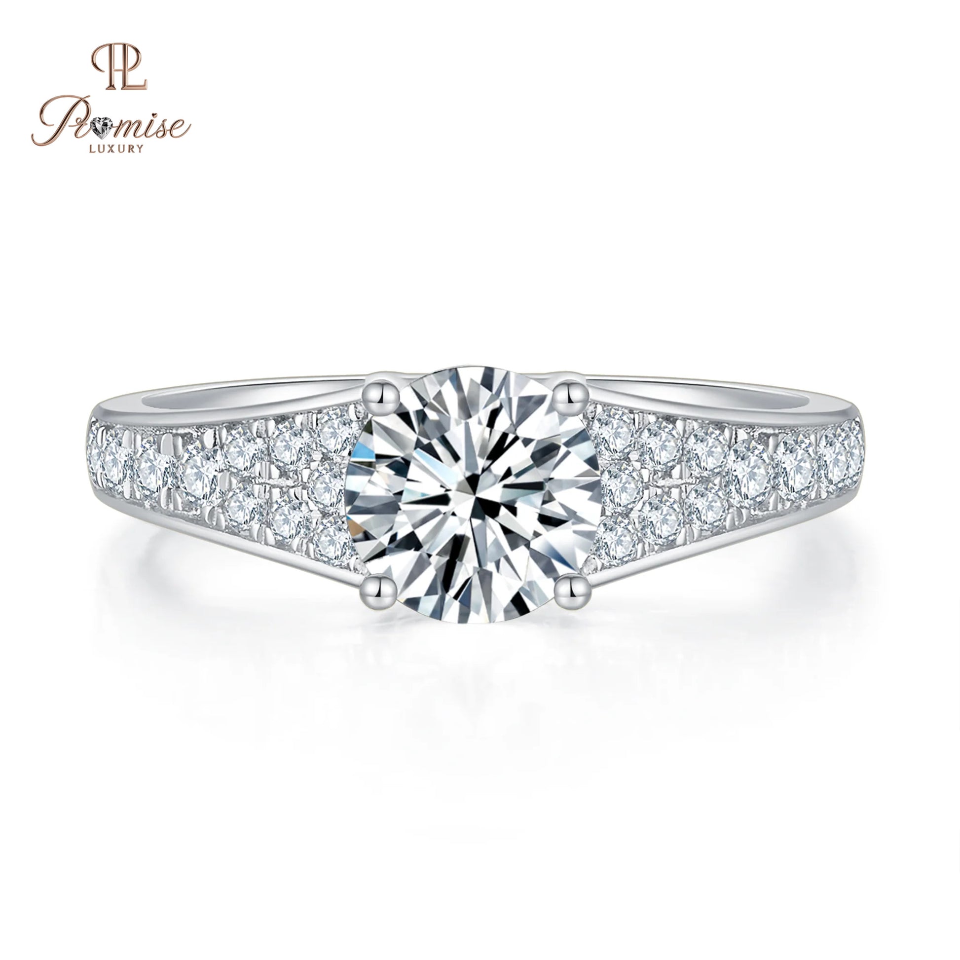 Antique style Round Cut Diamond Pave Engagement Ring - Timeless Bridal Jewelry