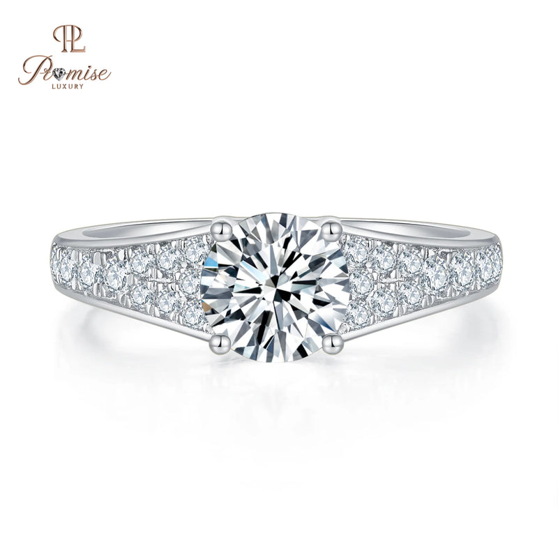 Antique style Round Cut Diamond Pave Engagement Ring - Timeless Bridal Jewelry