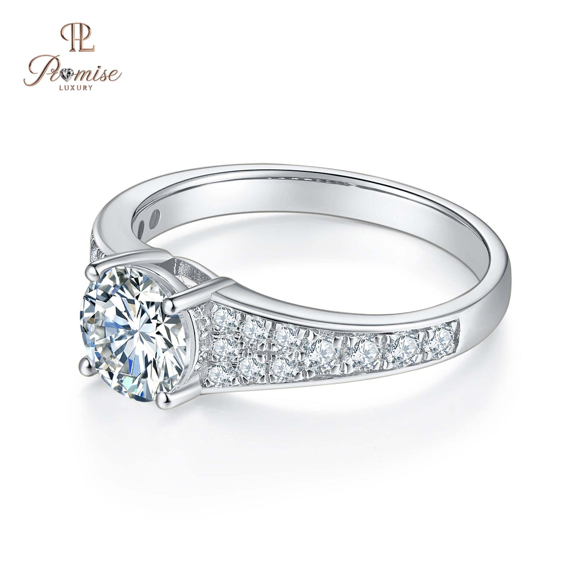 Antique style Round Cut Diamond Pave Engagement Ring - Timeless Bridal Jewelry