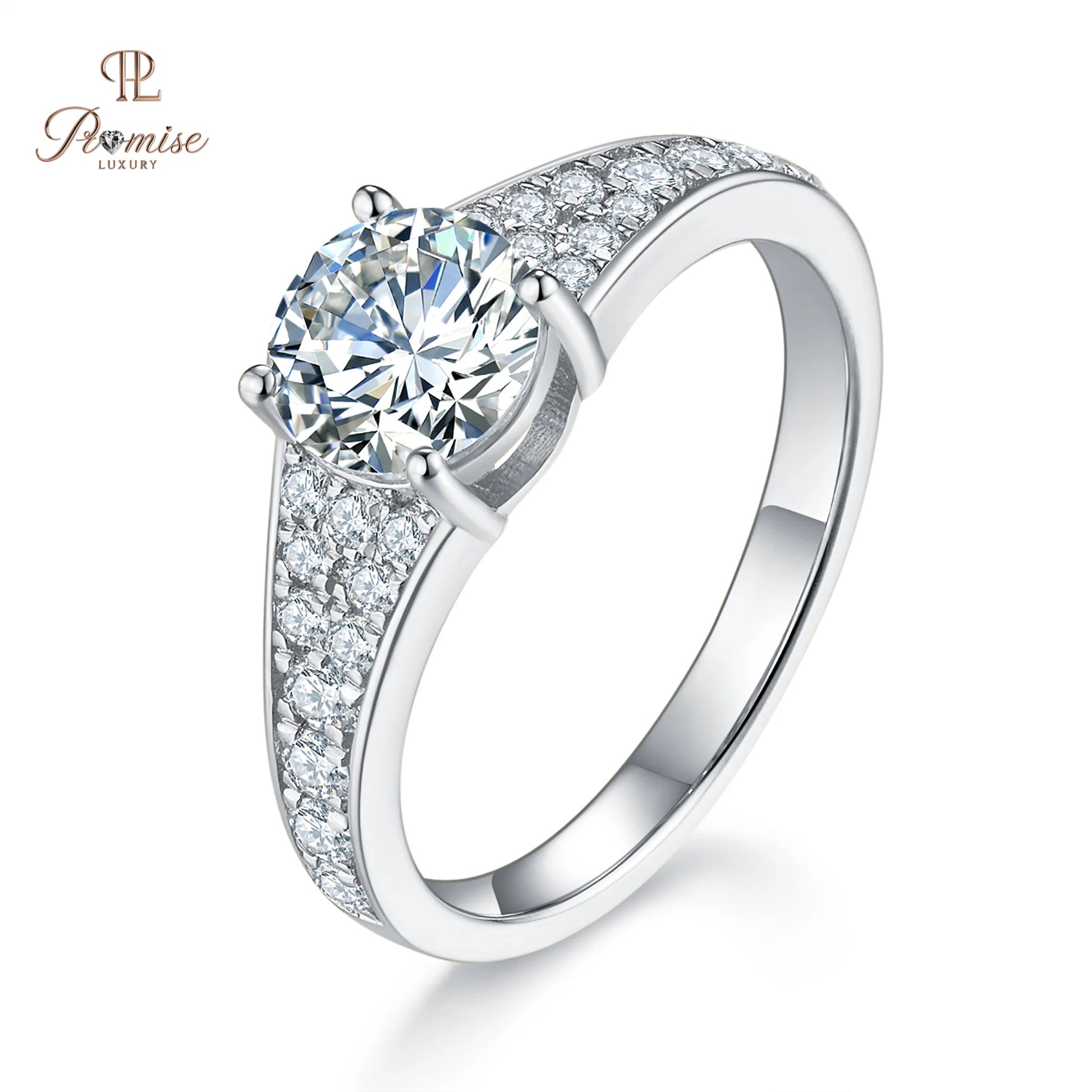 Antique style Round Cut Diamond Pave Engagement Ring - Timeless Bridal Jewelry