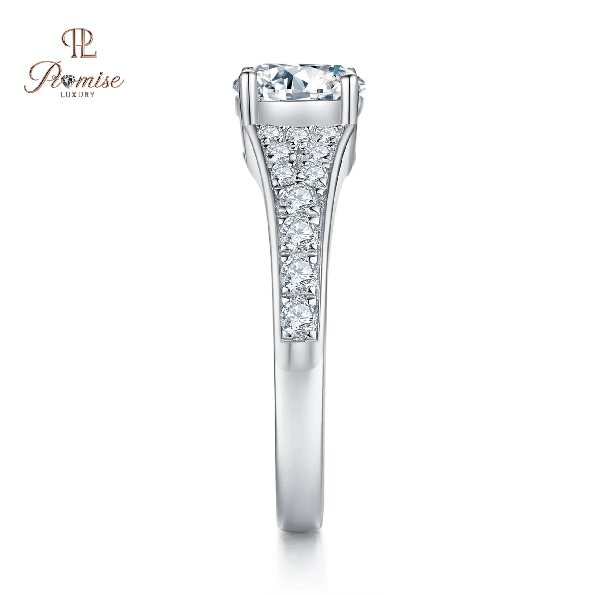 Antique style Round Cut Diamond Pave Engagement Ring - Timeless Bridal Jewelry