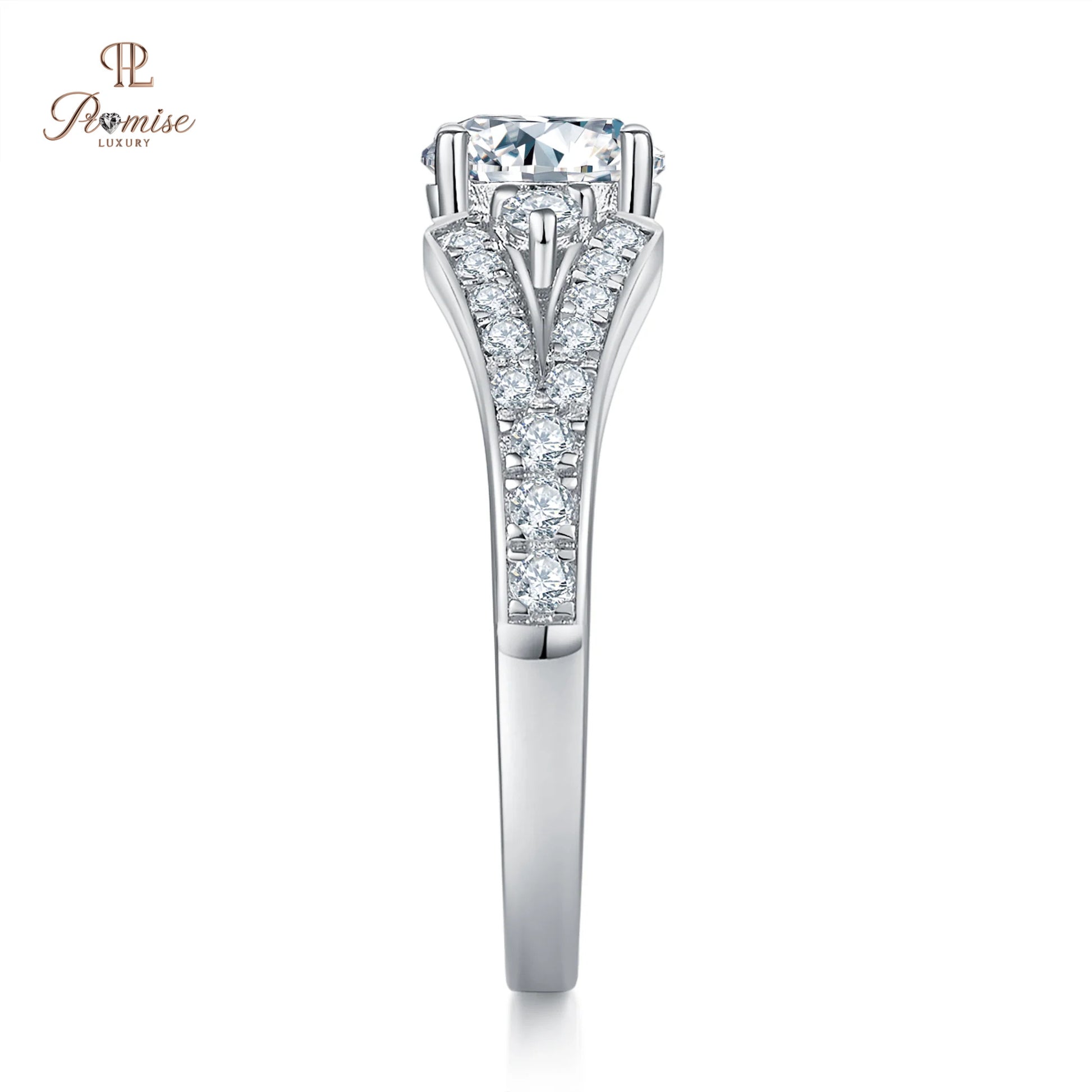 Luxury Round Cut Three stone Diamond Split Shank Wedding Ring - Bridal Jewelry
