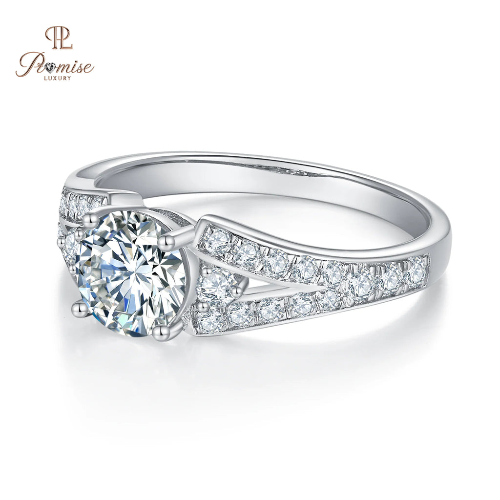 Luxury Round Cut Three stone Diamond Split Shank Wedding Ring - Bridal Jewelry