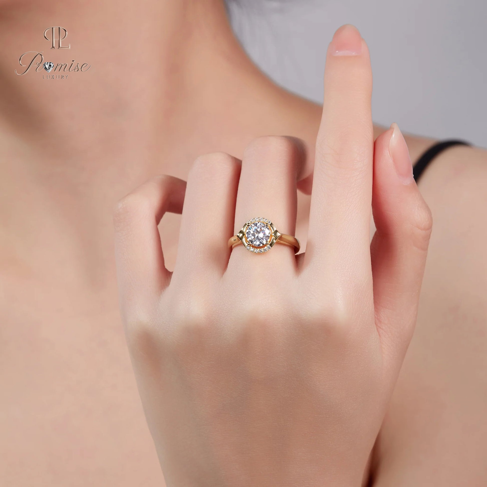 Antique Round Cut Half Halo Diamond Engagement Ring - Proposal Ring