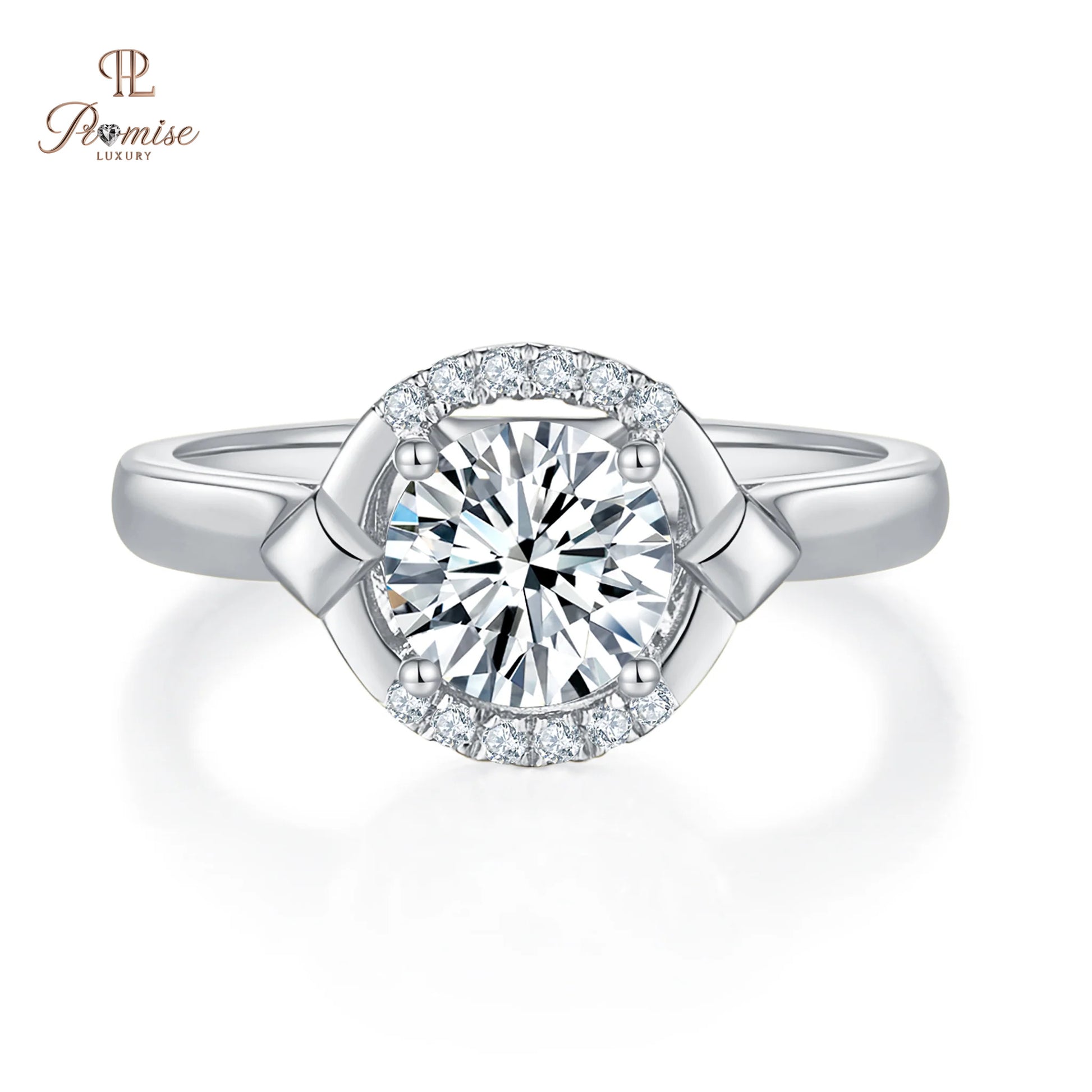 Antique Round Cut Half Halo Diamond Engagement Ring - Proposal Ring