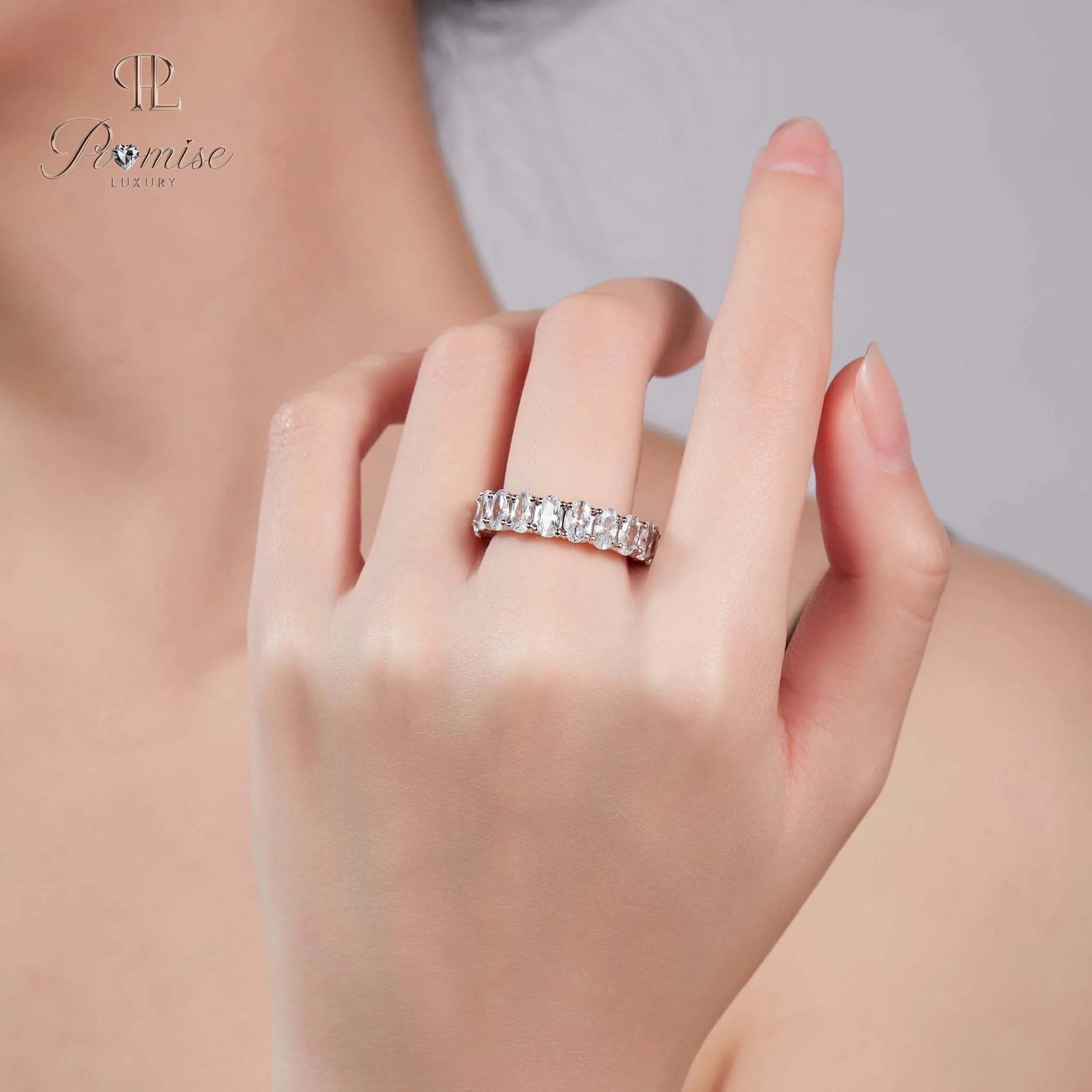 Brilliant Oval Cut Diamond Eternity Ring Full Band – Premium Band