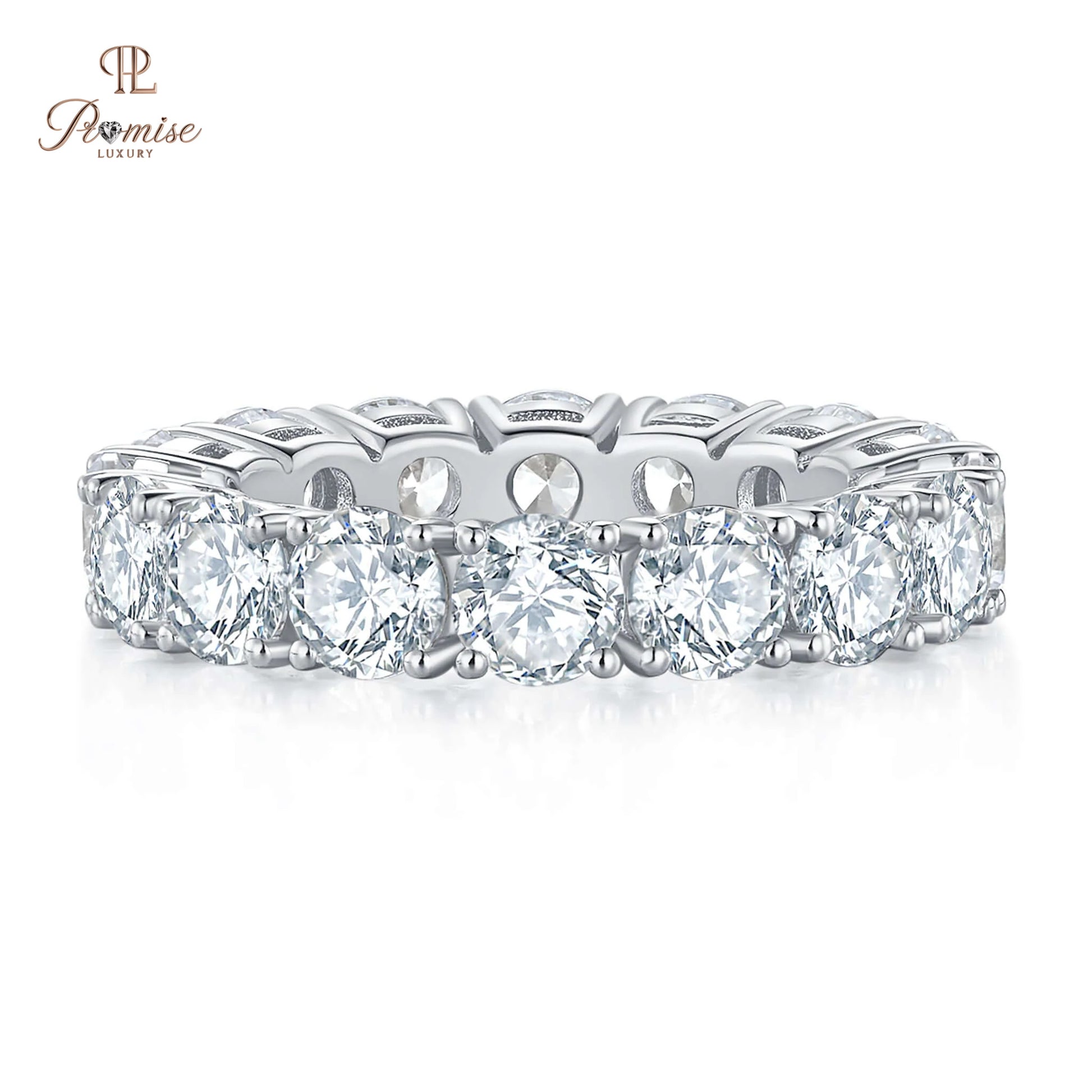 Round Diamond Full Eternity Band - Wedding Matching Band For Women
