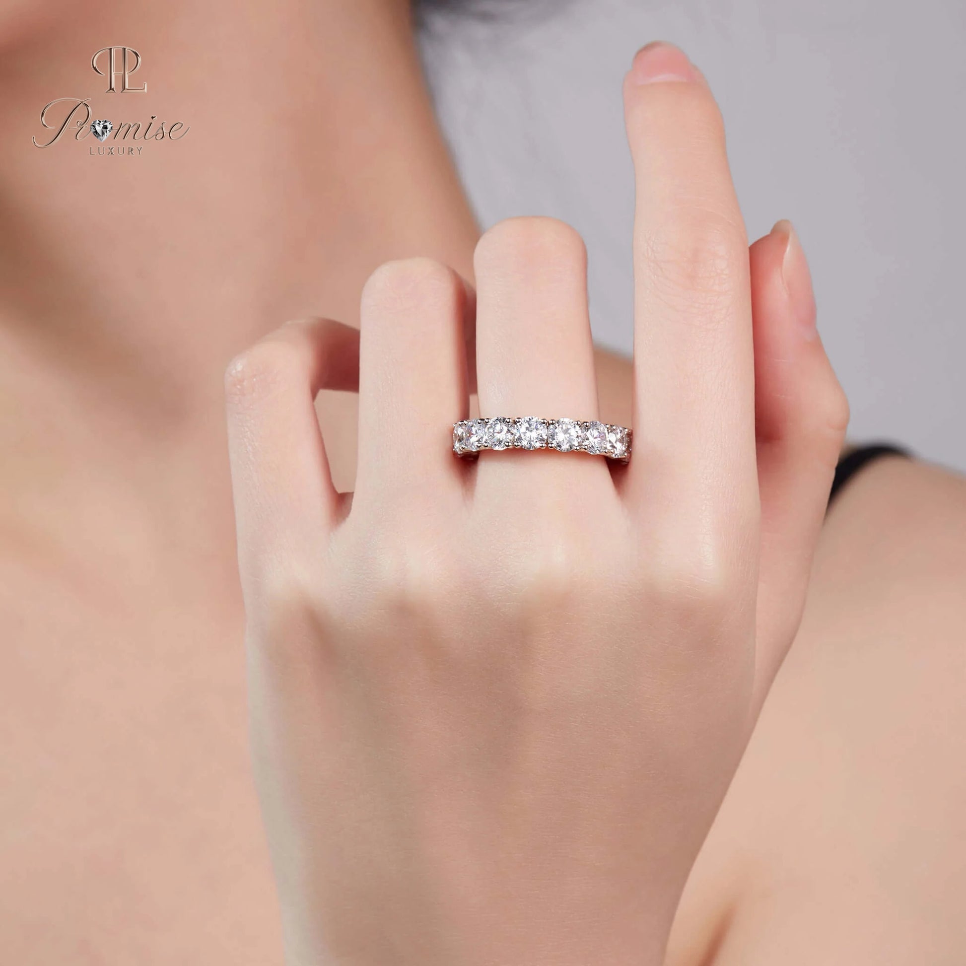 Round Diamond Full Eternity Band - Wedding Matching Band For Women