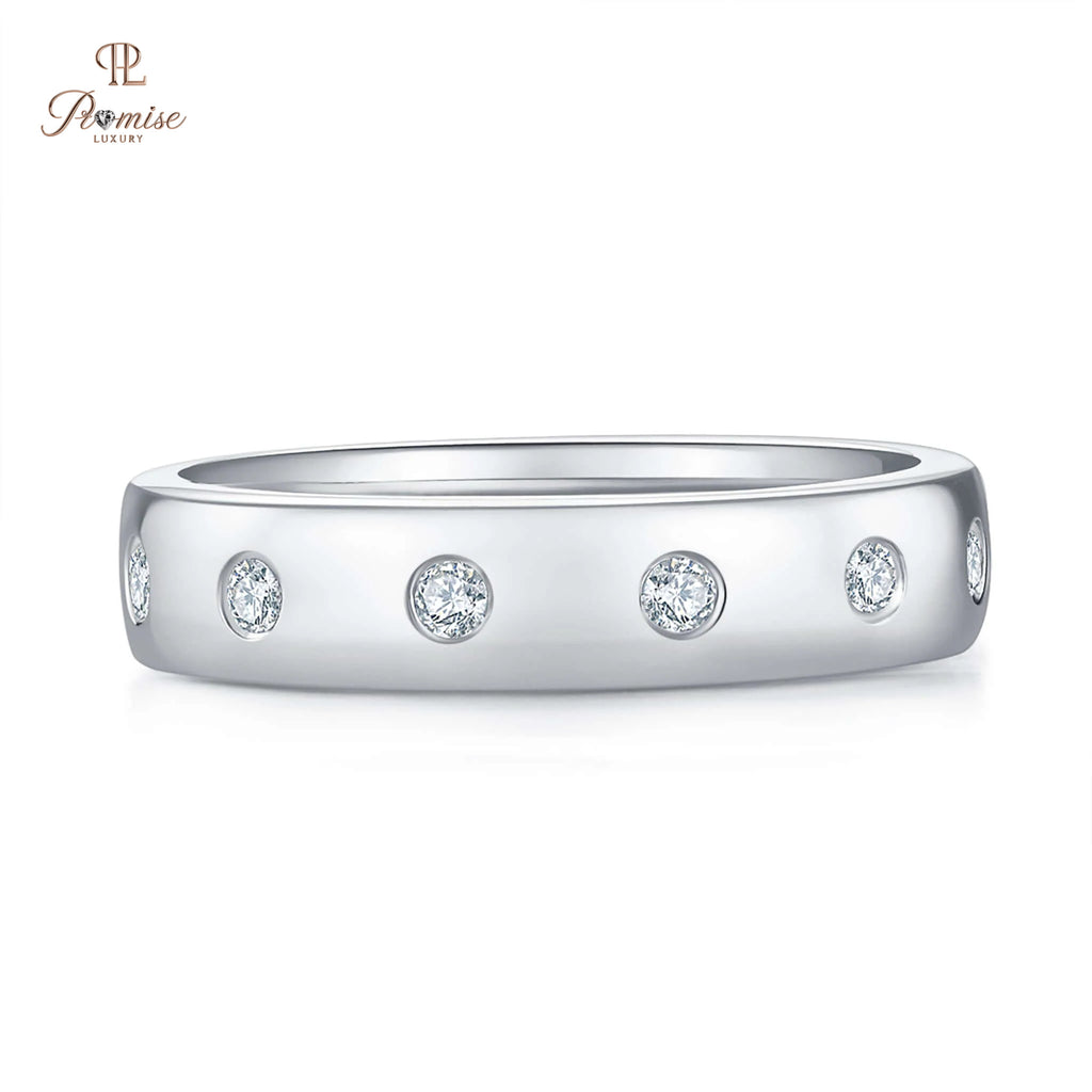 Solid Gold Diamond Starburst Wedding Band – Women’s Ring