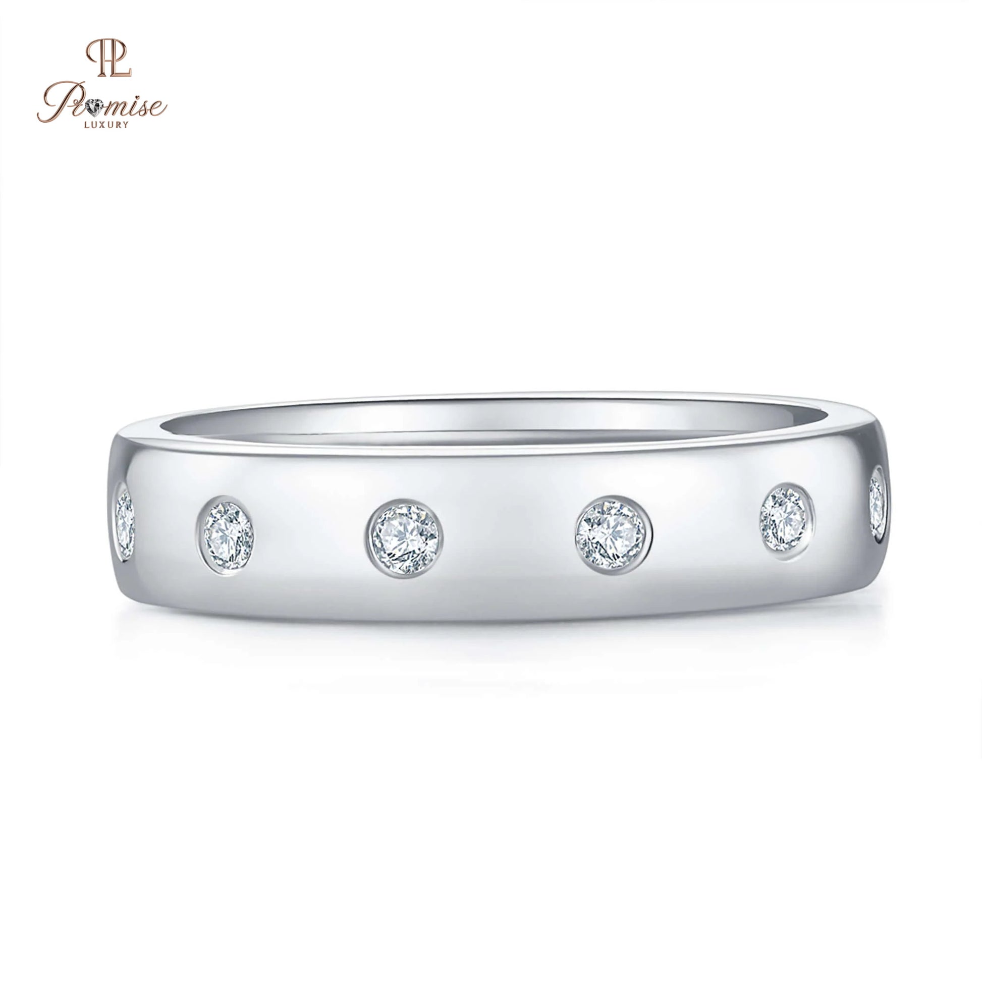 Solid Gold Diamond Starburst Wedding Band – Women’s Ring