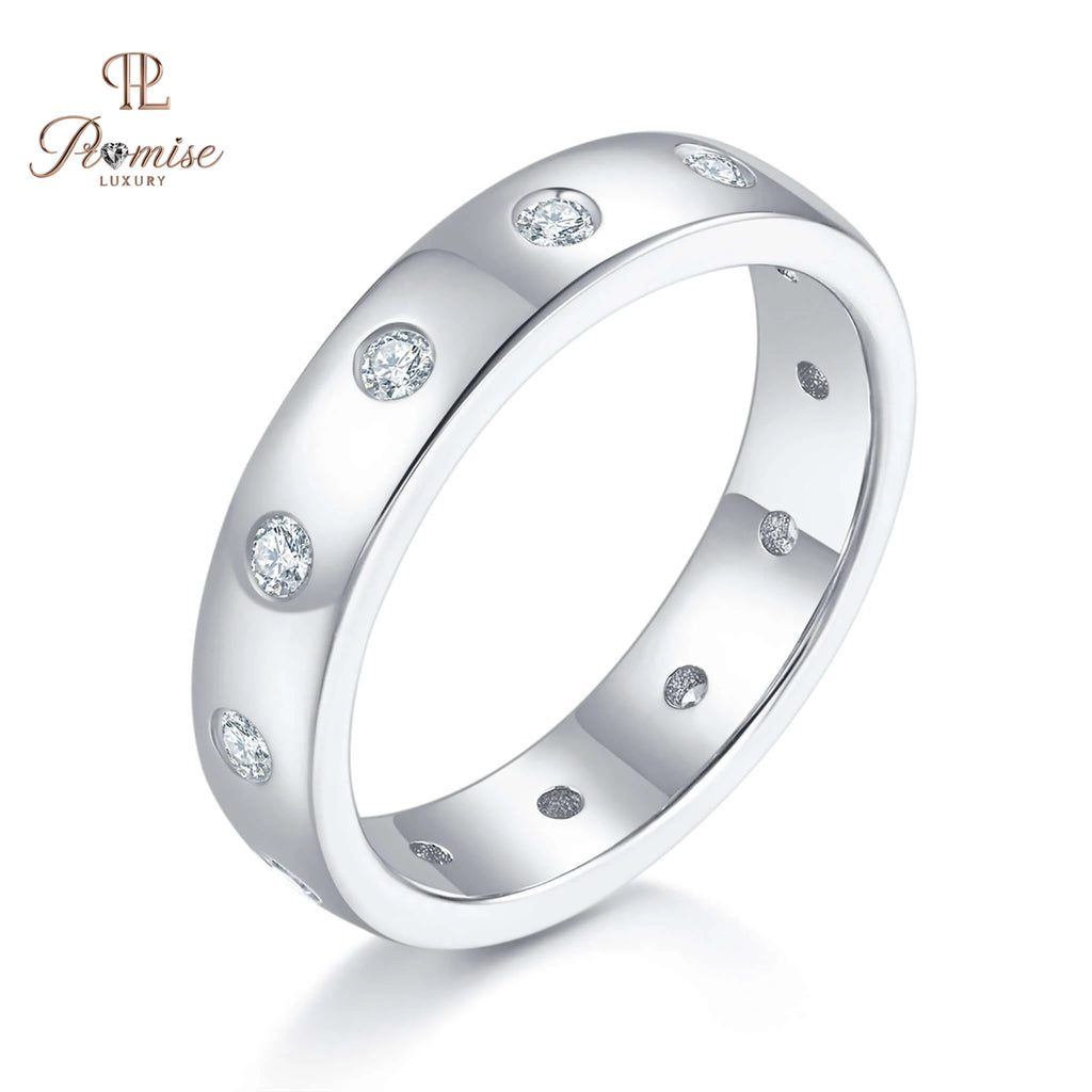 Solid Gold Diamond Starburst Wedding Band – Women’s Ring