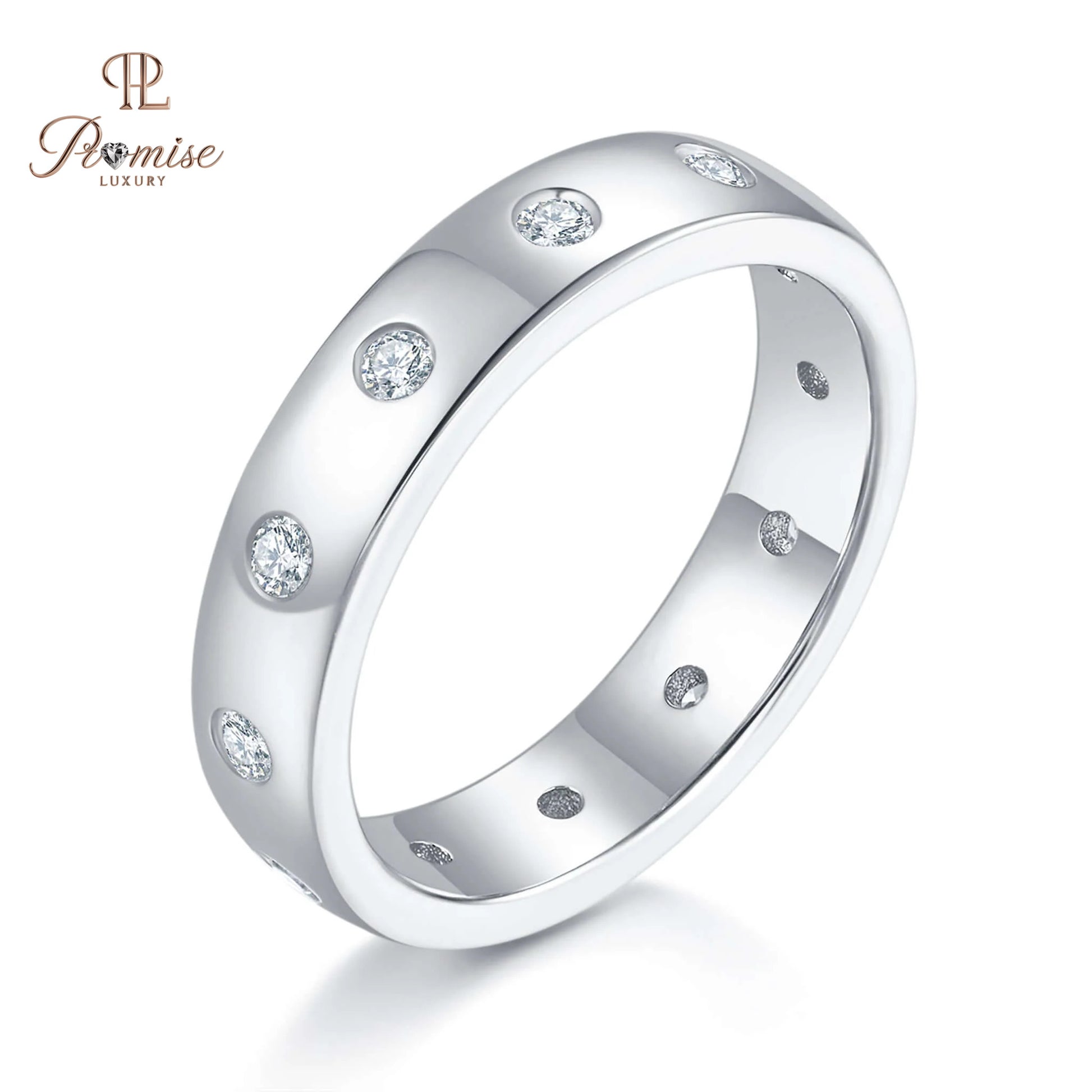 Solid Gold Diamond Starburst Wedding Band – Women’s Ring