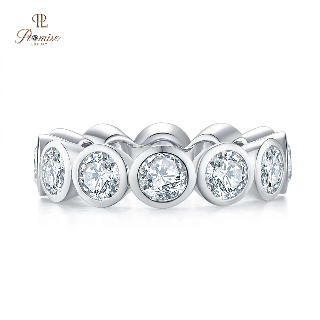 Luxury Bezel Set Round Cut Lab Grown Diamond Wedding Band – Fine Jewelry