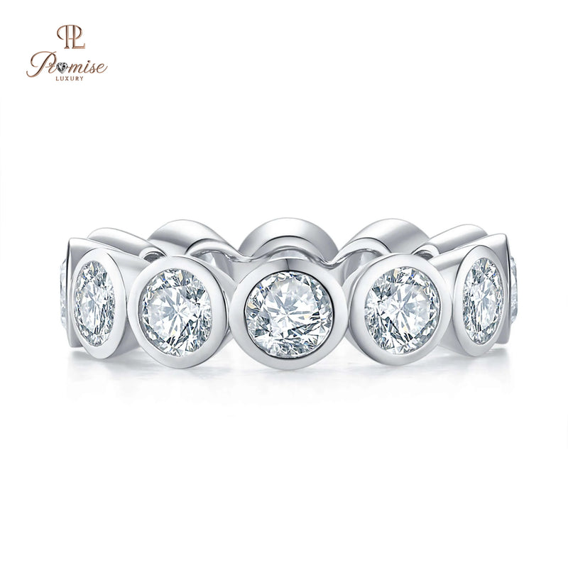 Luxury Bezel Set Round Cut Lab Grown Diamond Wedding Band – Fine Jewelry