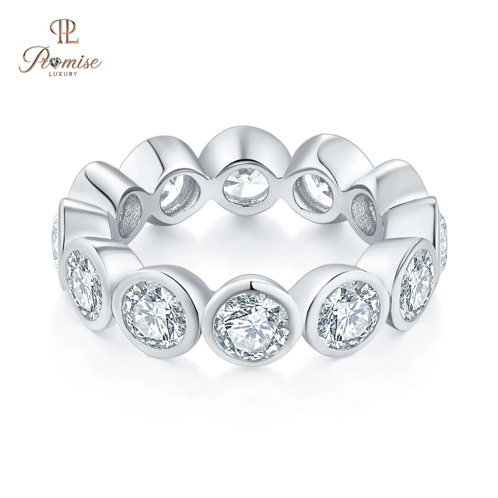 Luxury Bezel Set Round Cut Lab Grown Diamond Wedding Band – Fine Jewelry
