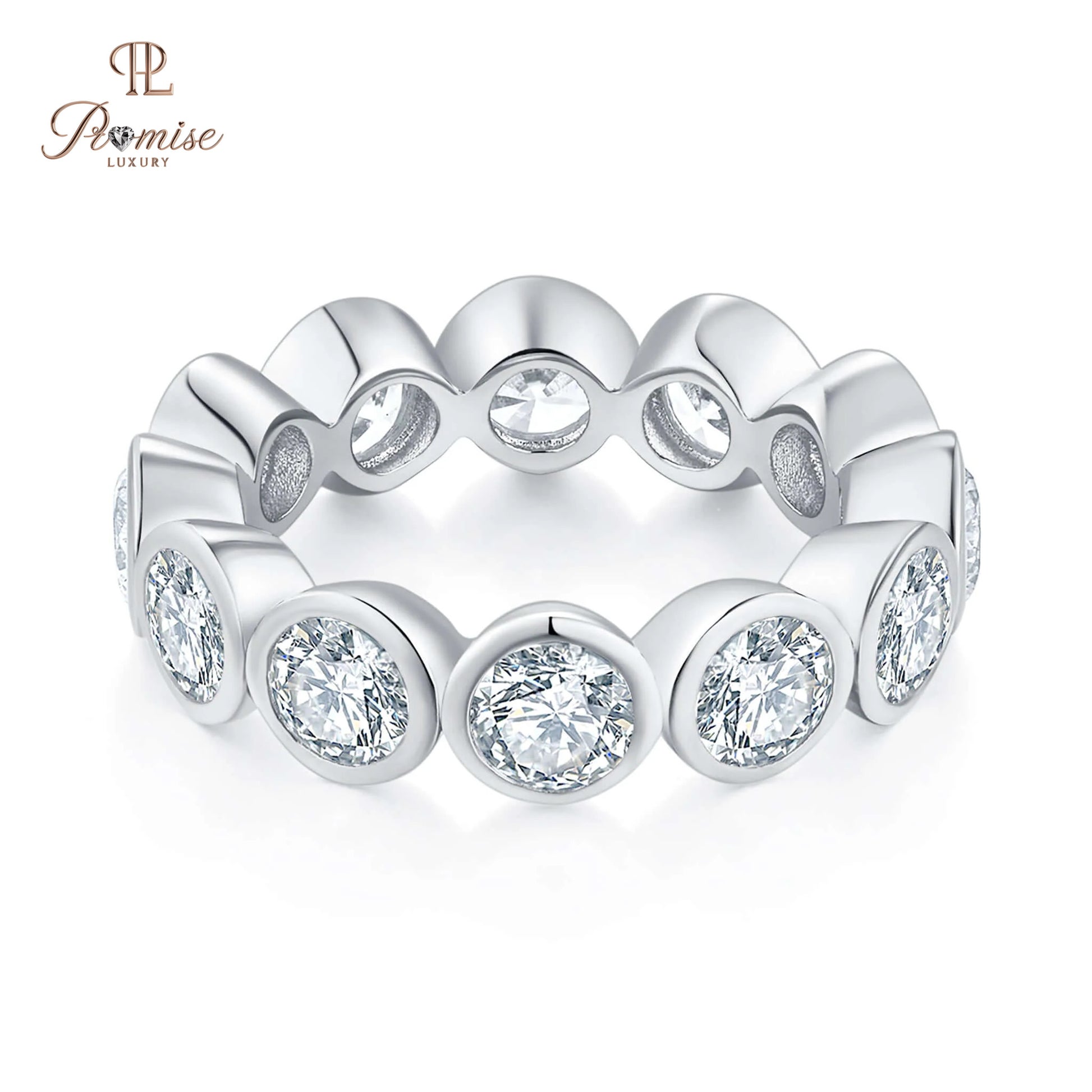 Luxury Bezel Set Round Cut Lab Grown Diamond Wedding Band – Fine Jewelry