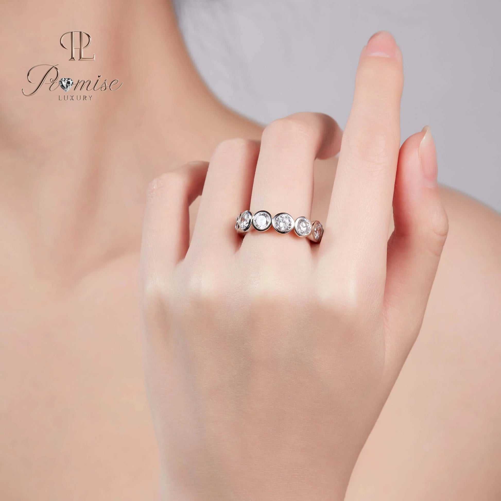 Luxury Bezel Set Round Cut Lab Grown Diamond Wedding Band – Fine Jewelry