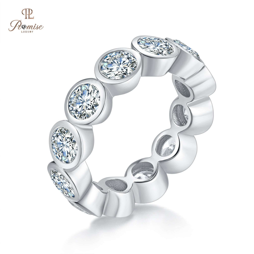 Luxury Bezel Set Round Cut Lab Grown Diamond Wedding Band – Fine Jewelry