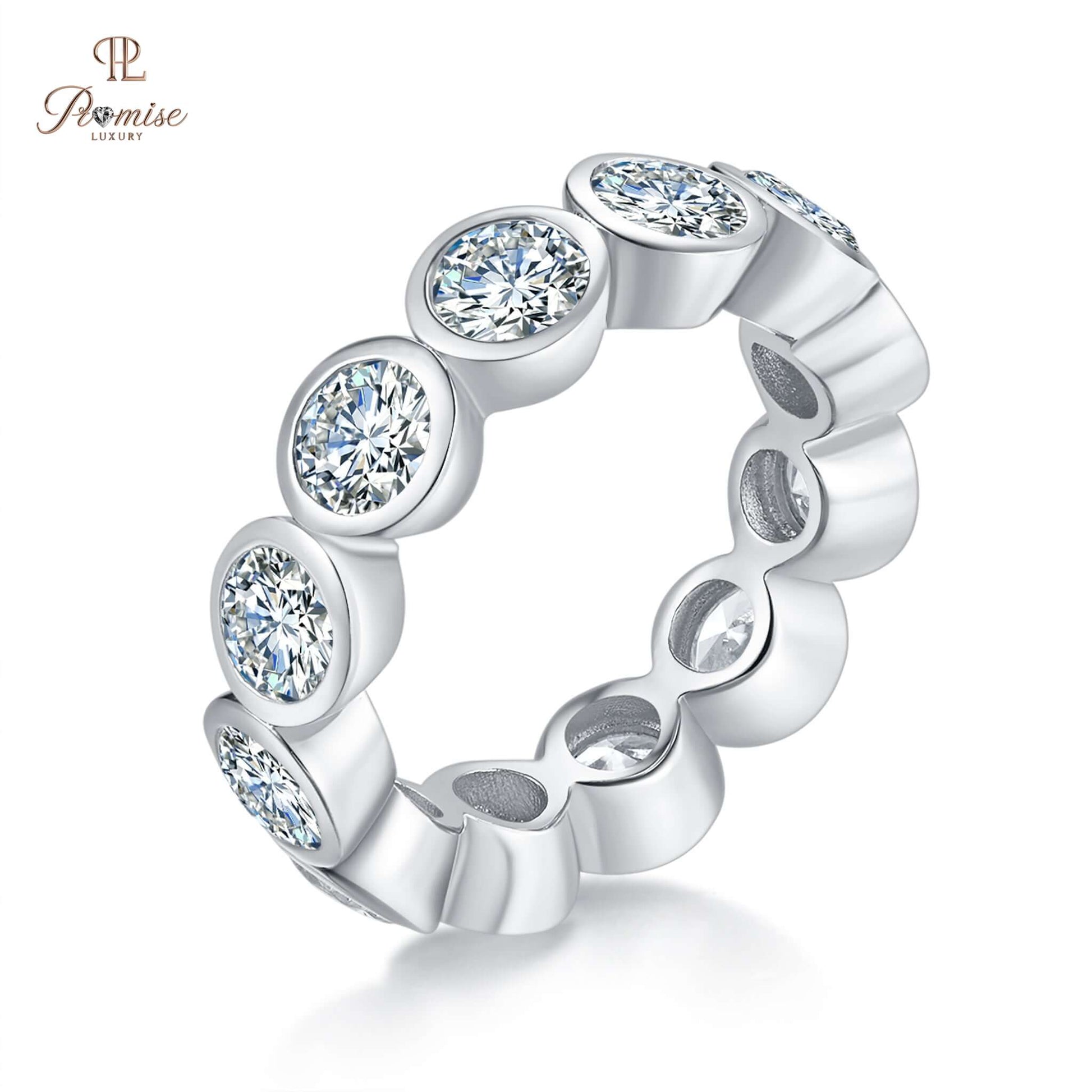 Luxury Bezel Set Round Cut Lab Grown Diamond Wedding Band – Fine Jewelry