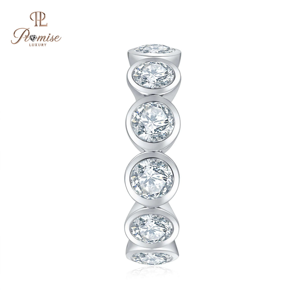 Luxury Bezel Set Round Cut Lab Grown Diamond Wedding Band – Fine Jewelry