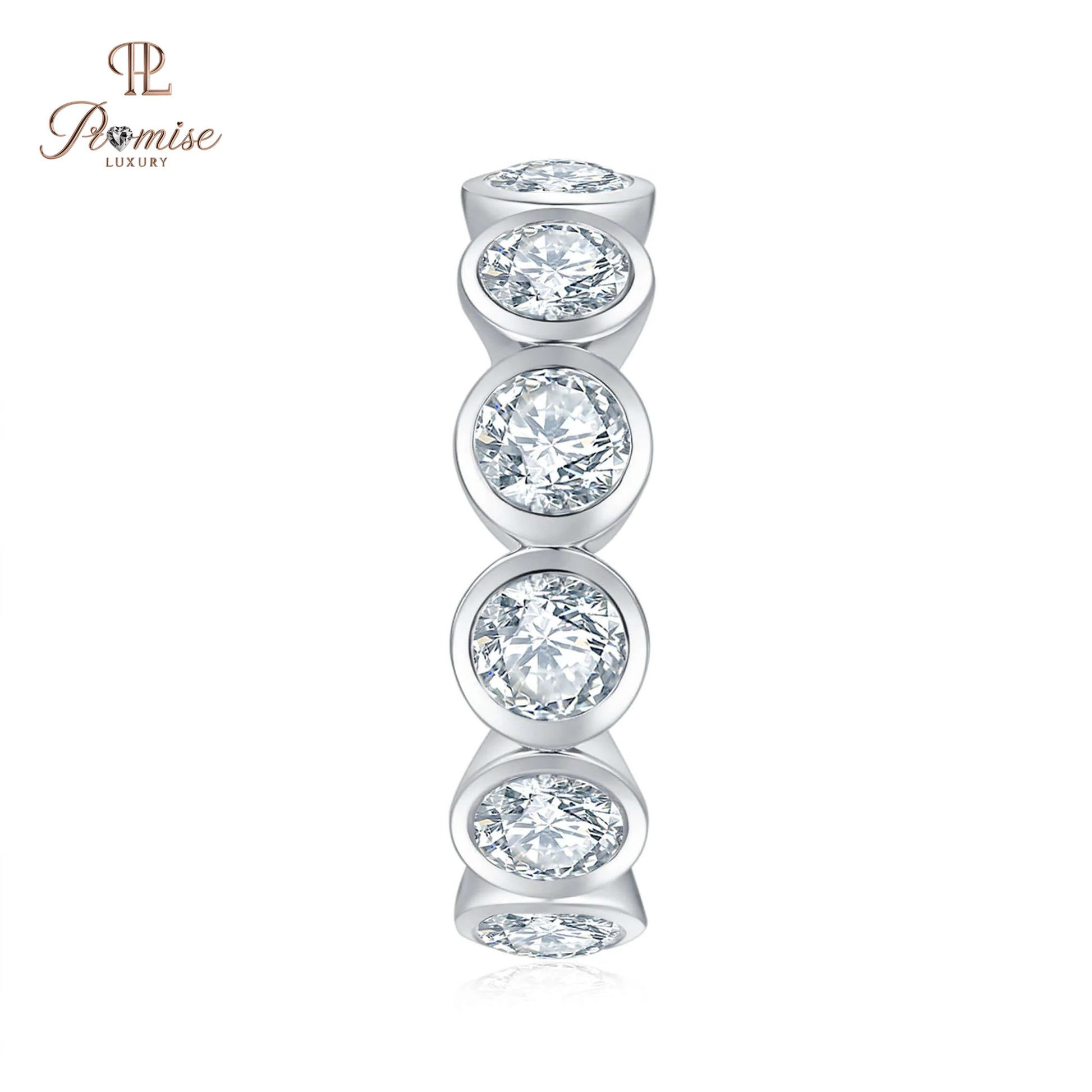 Luxury Bezel Set Round Cut Lab Grown Diamond Wedding Band – Fine Jewelry