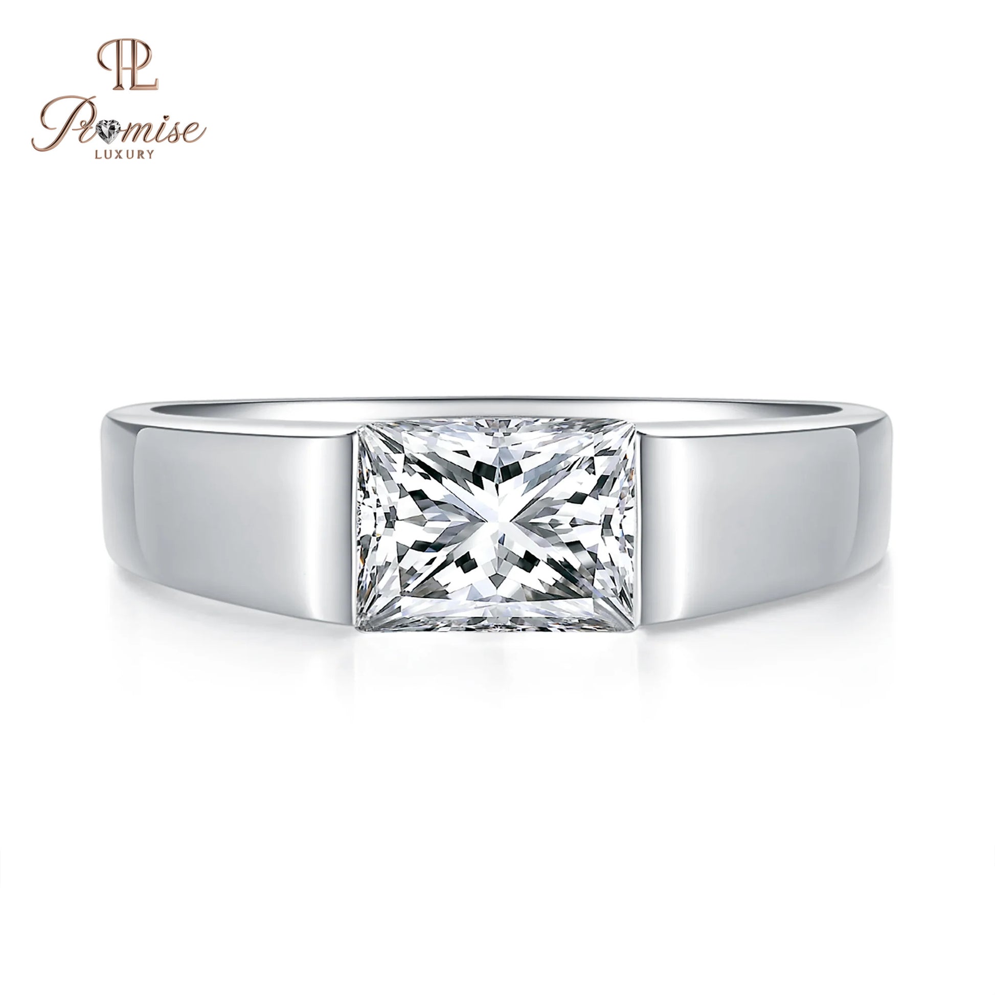 Radiant Diamond Solitaire Ring – Modern Men’s Engagement Ring