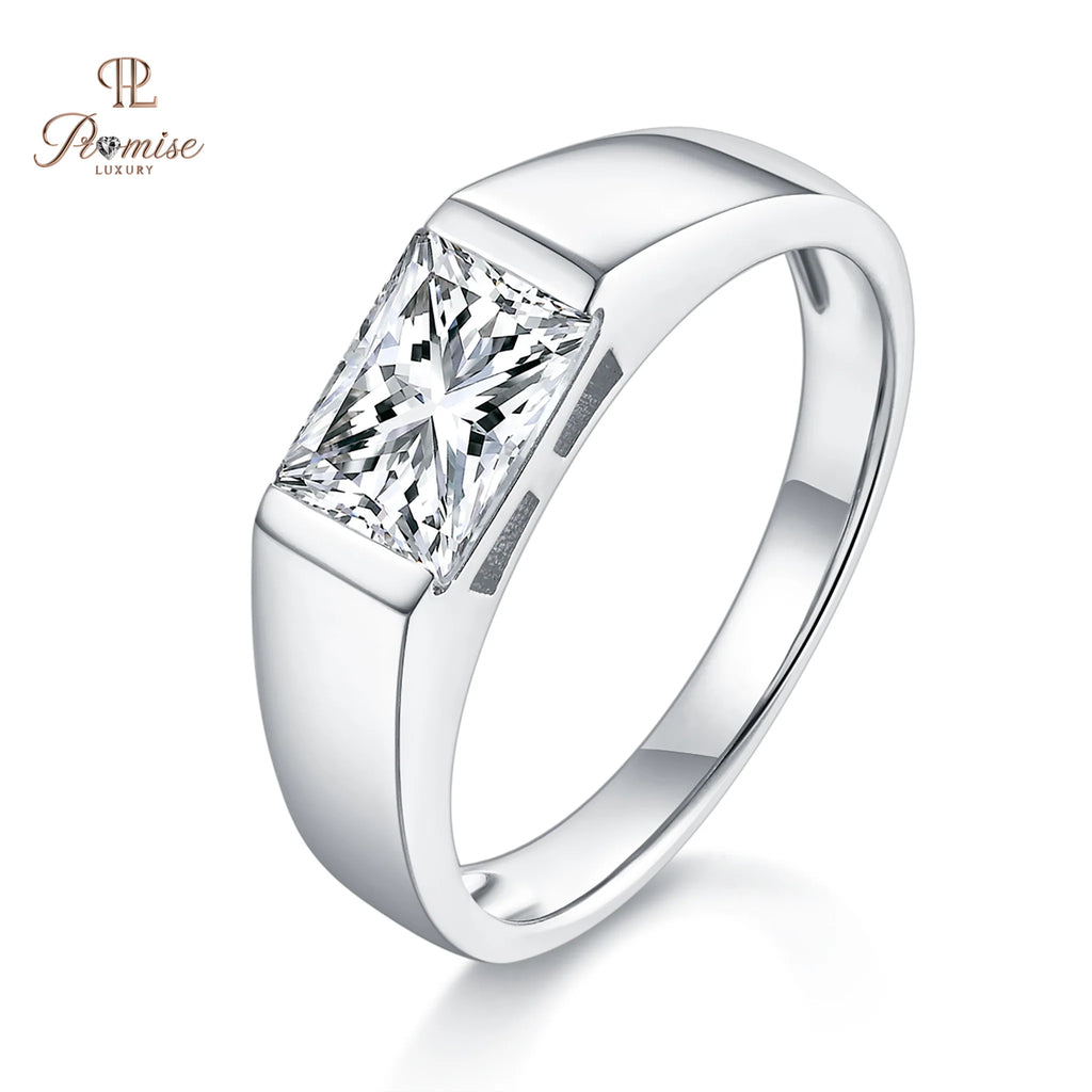 Radiant Diamond Solitaire Ring – Modern Men’s Engagement Ring