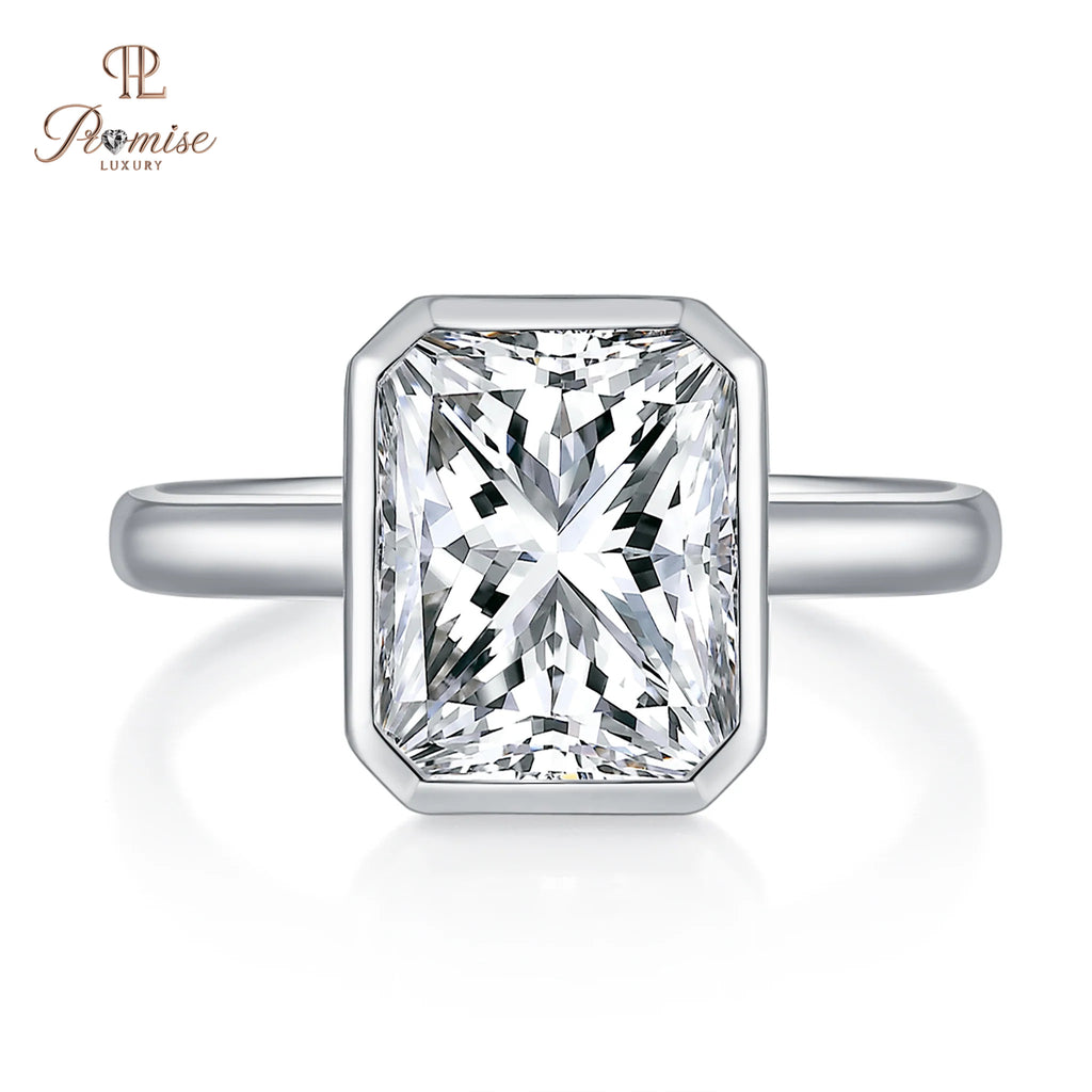 Minimalist Radiant Cut Diamond Ring – Modern Bezel Solitaire Ring